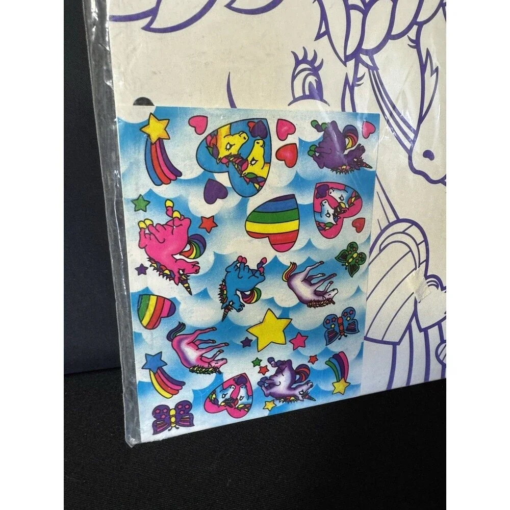 Vintage Lisa Frank Color Your Own Folder W/ Stickers NEW Portfolio Unicorn Bears